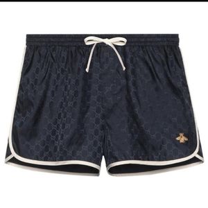 Gucci Black Nylon Bee Appliqué Swim Short Sz EU 48 US M